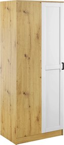 Uchylna szafa narożna dąb artisan + biały - Cronix