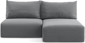 Szary aksamitny rozkładany/ze schowkiem narożnik (prawostronny/z szezlongiem) Kalena – Makamii