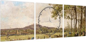 Obraz - French 19th Century, Race Course at Longchamps, reprodukcje (z zegarem) (90x30 cm)