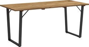 Outsunny Stół Ogrodowy Drewniany 175x80 cm Odporny na Pogodę Balkonowy ze Otworem na Parasol dla 6 Osób Brązowy