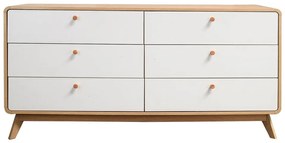Biało-naturalna kolorze niska komoda w dekorze dębu 150x74 cm Caitlin – Støraa
