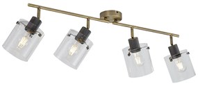 Foco de teto de design bronze com vidro transparente 4 luzes - Domo