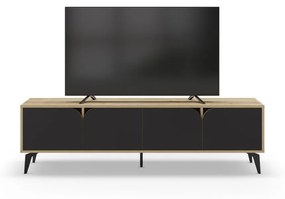 Czarna szafka pod TV w dekorze dębu 180x51 cm Nola – Marckeric