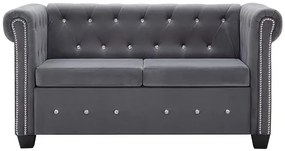 Aksamitna sofa w stylu Chesterfield Charlotte 2Q - szara