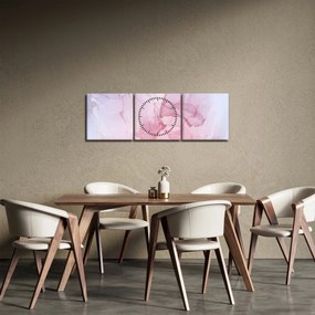 Obraz - Różowe plamy (z zegarem) (90x30 cm)