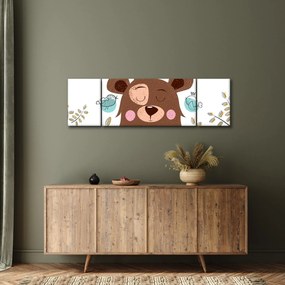 Obraz - Niedźwiadek z ptakami (170x50 cm)