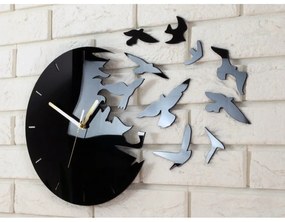 Zegar ścienny okrągły z cichym mechanizmem na ścianę akrylowy z ptakami