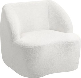 HOMCOM Nowoczesny fotel z tapicerką z futra, przytulny fotel do salonu, sypialni, biura domowego, kremowy