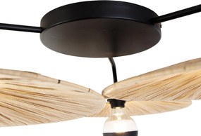 Rustykalna lampa sufitowa czarna ze sznurkiem 3-światłowa - Leia