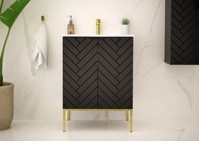 Szafka pod umywalkę wpuszczaną Aspen 09, czarny/złoty, 60 cm
