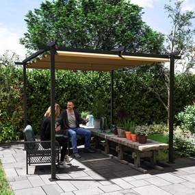 Outsunny Pergola Ogrodowa 3 x 3 m z Regulowanym Dachem, Rama Metalowa, Ochrona UPF30+, Daszek Słoneczny na Werandę, Taras, Beżowy
