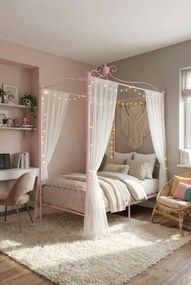 Różowe metalowe łóżko pojedyncze 90x200 cm G5-N04