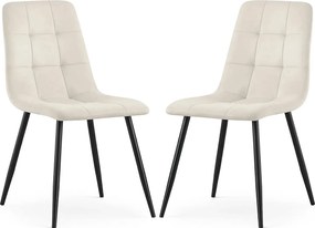 Zestaw 2 kremowych krzeseł pikowanych - Verlino