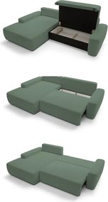 Narożnik BOULI Lewostronny z Elektryczną Regulacją wolnostojący tkanina Raven 77 Zielony DOMO HOME