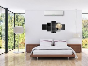 Obraz - Plaża pod pełnią księżyca w odcieniach szarości (125x70 cm)