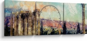 Obraz - Akropol, Ateny, Grecja (z zegarem) (90x30 cm)