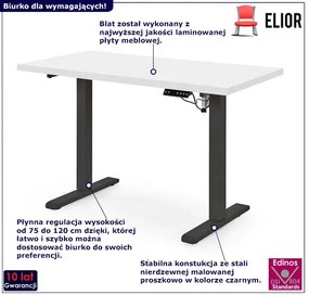 Biurko z funkcją regulacji wysokości biały + czarny - Armonia