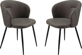 Komplet 2 krzeseł do jadalni w kolorze antracytowym "Boston" ze skóry ekologicznej cm 56x55 78h