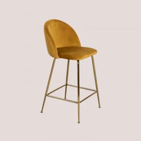 Zestaw 4 Aksamitnych Wysokich Stołków Kana Design Złoto & Mostaza & ↑65 Cm - Sklum