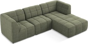 Zielony narożnik z materiału bouclé (prawostronny/z szezlongiem) Aloha – Makamii
