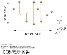 Metalowy wieszak ścienny w kolorze złota Dama – Kalune Design