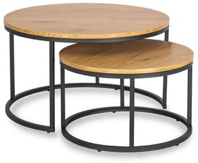 Zestaw Stolików Kawowych DELIA MAX 60 cm/80 cm Dąb Złoty Nowoczesny Loft