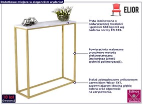 Wąska konsola w stylu glamour złoty + biały połysk - Carello 6X