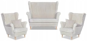 Zestaw uszak Rene Estella sofa fotele Family Meble beżowy sztruks