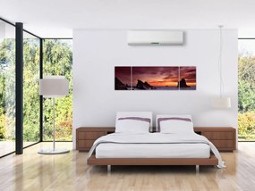 Obraz zachodu słońca na wybrzeżu (170x50 cm)