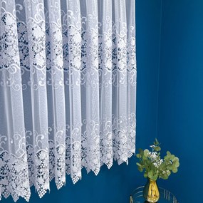 Firana z gipiurą Listki biała elegancka na metry - wys. 175 cm