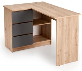 Biurko narożne BEGA dąb artisan/grafitowe HALMAR