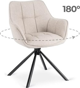 Krzesło Tapicerowane Obrotowe PEONY 2 Beżowe Nowoczesne Loft