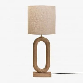 Lampa Stołowa Z Drewna Mango Tiberia Drewno Mango & Jasny Piaskowy Brąz Ø30 Cm - ↑30 Cm Arlina - Sklum