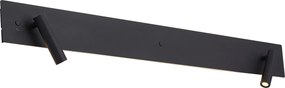 Nowoczesny czarny kinkiet dwupunktowy z LED, podświetleniem i USB-C - Longly