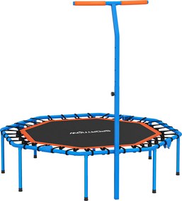 SPORTNOW Fitness-Trampolin, Treningstrampolin z regulowanym uchwytem, stabilny i cichy, do użytku wewnątrz, Stal, Niebieski