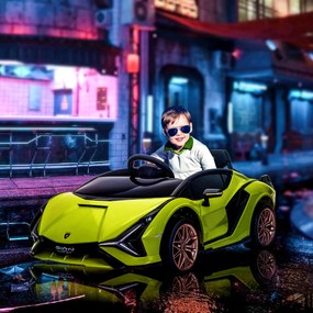HOMCOM Elektryczny samochodzik dla dzieci, Lamborghini, 3-5 km/h, zdalne sterowanie, dla dzieci 3-5 lat, Zielony