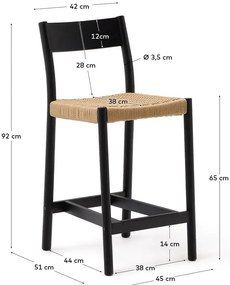 Czarny hoker z litego drewna dębowego (wysokość siedziska 65 cm) Yalia – Kave Home