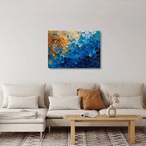 Obraz na szkle - Niebiesko-złoty obraz (70x50 cm)