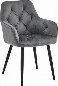 Krzesło do jadalni Valora LUKK – ciemnoszary aksamit z czarnymi nogami x 1
