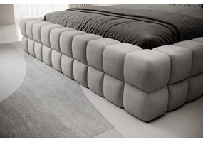 Szare tapicerowane łóżko dwuosobowe ze schowkiem ze stelażem 140x200 cm Dizzle – ELTAP