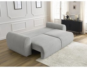 Jasnoszara sztruksowa rozkładana sofa 257 cm Lucien – Bobochic Paris