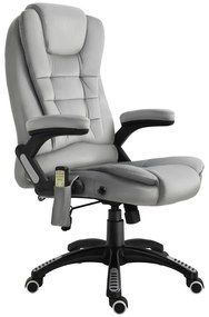 Vinsetto fotel biurowy do masażu krzesło obrotowe 6-punktowy masaż i ogrzewanie ergonomiczny odchylany do 130° z pilotem do 120 kg szary | Aosom PL