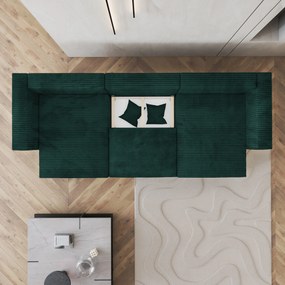 Masseno Narożnik SARMO z funkcją spania i pojemnikiem na pościel Narozniki U, Rozkładana sofa - Butelkowa zieleń, TILIA 39