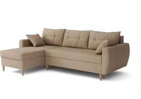 Narożnik z funkcją spania lewostronny  ROMEO L, tkanina Manila 21 beżowa, 234x156x74 cm