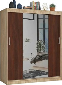 Przesuwna szafa z półkami i drążkiem dąb sonoma + wenge R7-A87