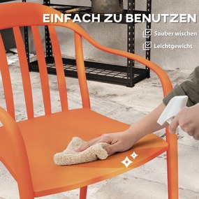 Outsunny Zestaw 4 krzeseł ogrodowych odpornych na warunki pogodowe z plastiku, Składane z podłokietnikami i oparciem do 120 kg