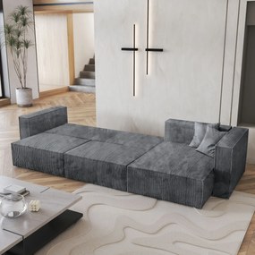 Masseno Narożnik TOLMO z funkcją spania i pojemnikiem na pościel Narozniki L, Rozkładana sofa - Szary, POSO 60