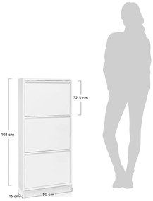 Biała metalowa szafka na buty z 3 przegrodami Kave Home Rox