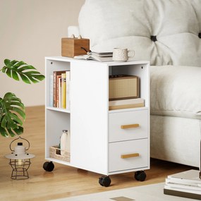 HOMCOM Stojak na drukarkę, stolik z regulowaną półką i kółkami do faksu i skanera 60 x 30 x 65 cm Biały | Aosom PL