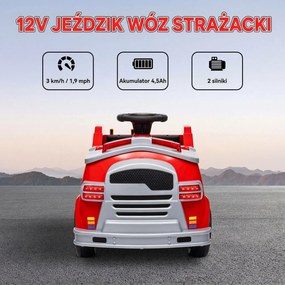 AIYAPLAY Samochód Strażacki, Elektryczny Samochód Dla Dzieci, maks. 3 km/h, Syrena, Światło Błyskowe, Narzędzia, dla Dzieci 3-5 Lat